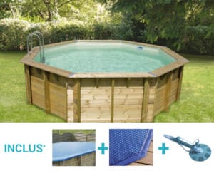 Piscine bois Bahia ø 5,80 m – H. 1,30 m – liner sable