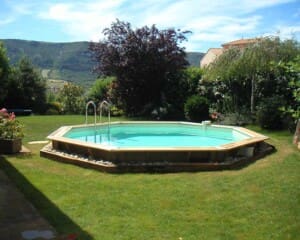 Piscine bois Océa ø 5,80 m – H. 1,30 m – liner bleu