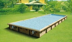 Piscine bois Linéa 11,00 x 5,00 m – H. 1,40 m – liner bleu