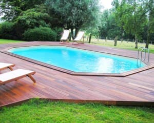 Piscine bois Océa 6,10 x 4,00 m -H. 1,30 m – liner bleu