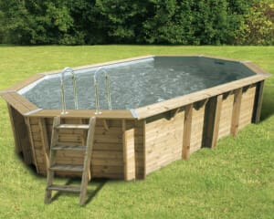 Piscine bois Océa 6,10 x 4,00 m  -H. 1,30 m  -liner gris