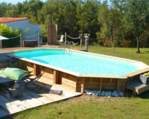 Piscine bois Océa 8,60 x 4,70 m -H. 1,30 m – liner gris