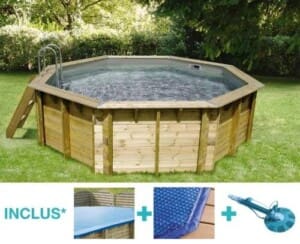 Piscine bois Bahia ø 4,30 m – H. 1,20 m – liner gris