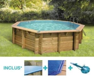 Piscine hors sol bois Bahia bleu ø 5,10 m – H. 1,20 m