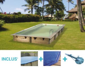 Piscine bois Bahia 6,50 x 3,50 m – H. 1,40 m – liner sable