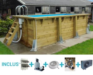Piscine bois UrbanPool 4,50 x 2,50 m – H. 1,40 m  liner bleu