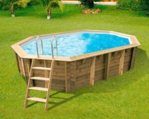 Piscine bois Sunwater 4,90 x 3,00 m – H. 1,20 m liner bleu