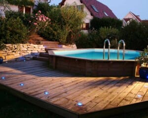 Piscine bois Sunwater 4,90 x 3,00 m – H. 1,20 m liner bleu