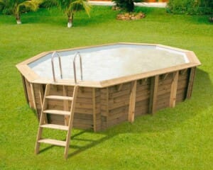 Piscine bois Sunwater 4,90 x 3,00 m – H. 1,20 m liner sable