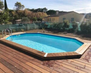 Piscine bois Sunwater 4,90 x 3,00 m – H. 1,20 m liner sable