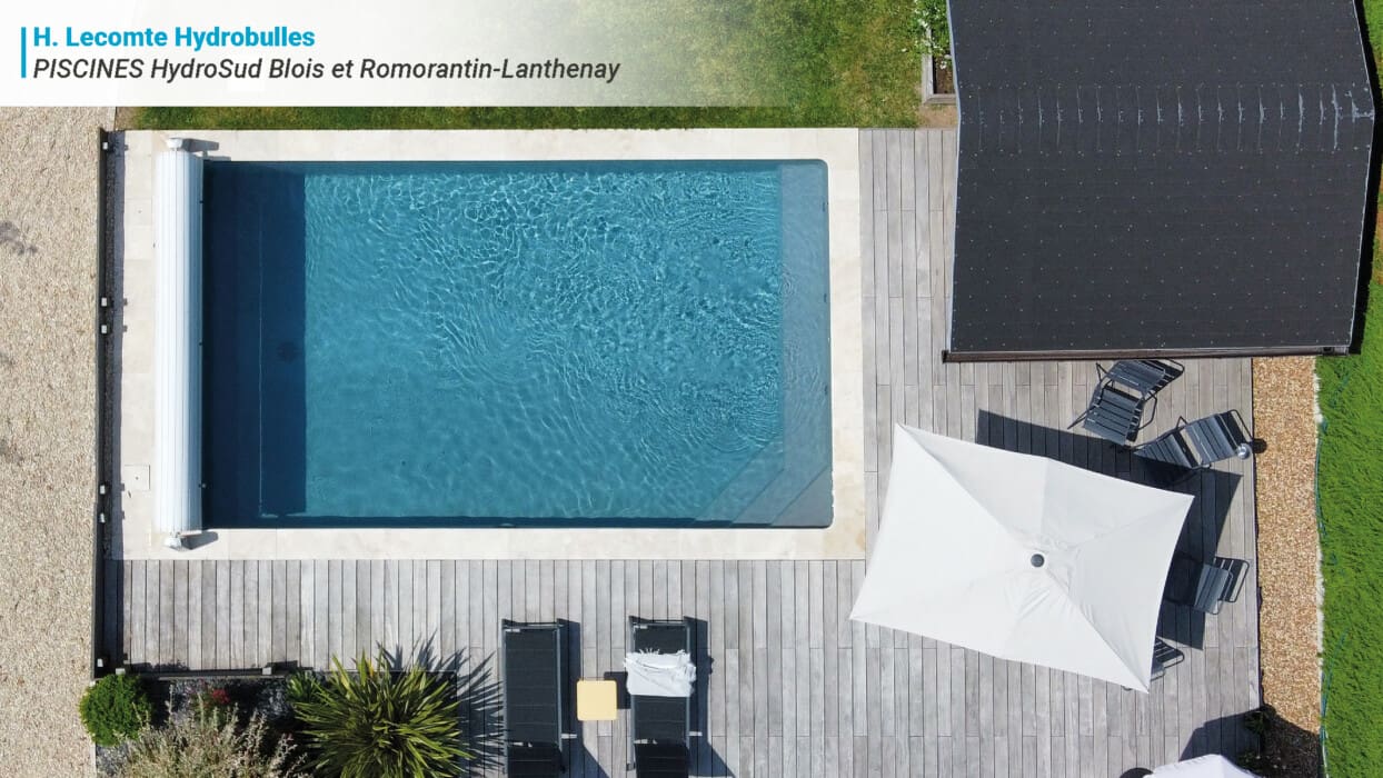 piscine traditionnelle vue drone