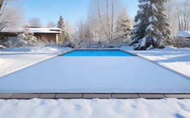 Piscine en hiver avec de la neige