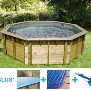 Piscine bois Bahia ø 4,30 m - H. 1,20 m - liner gris