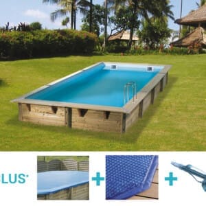 Piscine bois Bahia 6,50 x 3,50 m - H. 1,40 m - liner bleu