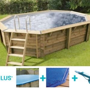 Piscine bois Bahia 5,50 x 3,55 m - H. 1,20 m - liner gris