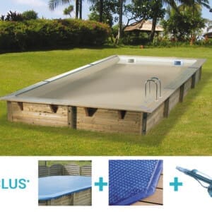 Piscine bois Bahia 15,50 x 3,50 m - H. 1,55 m - liner sable