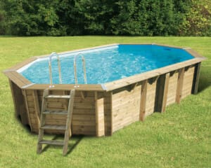 Piscine bois Océa 6,10 x 4,00 m -H. 1,30 m – liner bleu