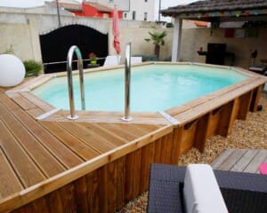 Piscine bois Océa 3,55 x 5,50 m – H. 1.20 m – liner gris