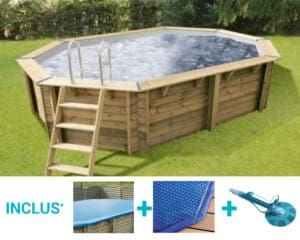 Piscine bois Bahia 5,50 x 3,55 m – H. 1,20 m – liner gris